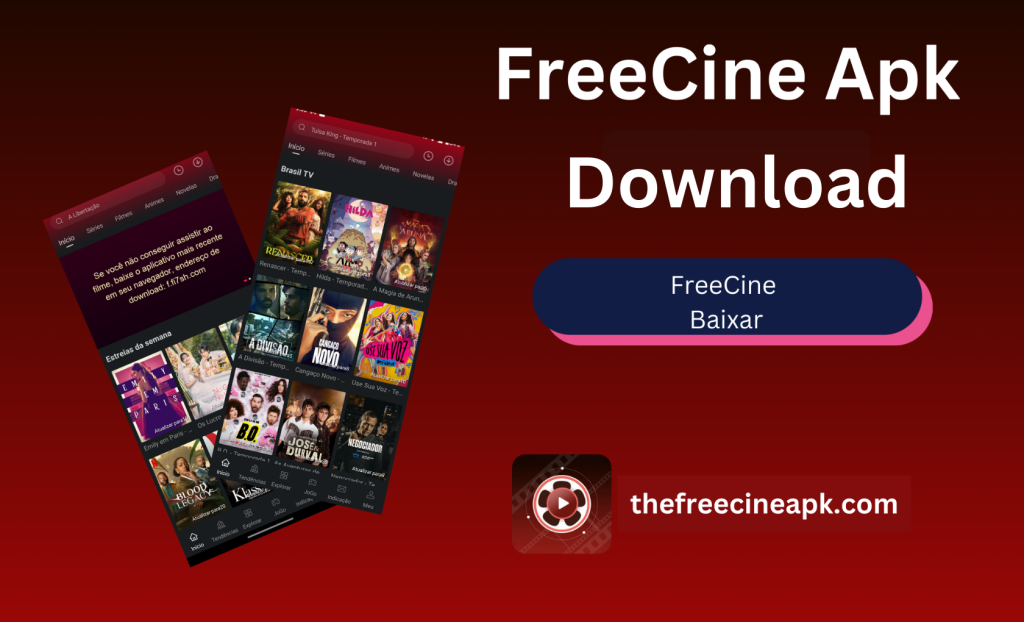 Freecine APK on Roku TV 3 Freecine APK on Roku TV - an image with an app logo and an internal image in it